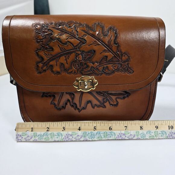 Western Hand Tooled Leather Purse Hippie Boho Embossed Shoulder Bag Western - Picture 12 of 16